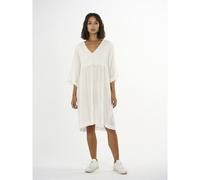 KnowledgeCotton Apparel Midi Kleid - HEATHER cotton crepe A-shape dress - aus Bio-Baumwolle Weiß (Snow White) XXS/XS