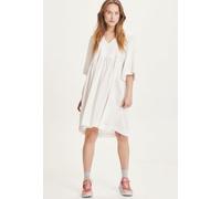 KnowledgeCotton Apparel Midi Kleid - HEATHER cotton crepe A-shape dress - aus Bio-Baumwolle Weiß (Snow White) L/XL