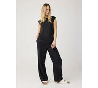 KnowledgeCotton Apparel Posey Wide Mid-Rise Linen Pants Jet Black (schwarz) M