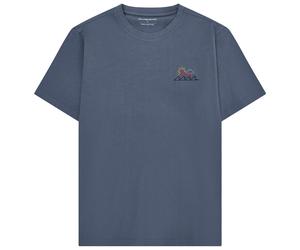 KnowledgeCotton Apparel - Regenerative Organic Cotton Chest Print T-Shirt - T-Shirt, Gr. S, blau (VintageIndigo)