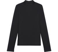 KnowledgeCotton Apparel Langarmshirt - Rib high neck long sleeved - aus Bio-Baumwolle Schwarz (Black Jet) XS