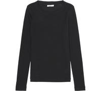 KnowledgeCotton Apparel Damen Rib Scoop Neck Longsleeve (Größe XS, schwarz)