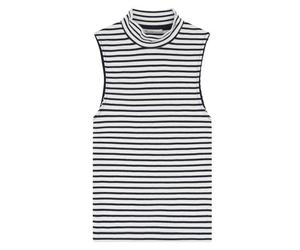 KnowledgeCotton Apparel Ripptop - High neck rib top - aus Bio-Baumwolle Blau (Gestreift-Navy-Stripe) L