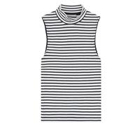 KnowledgeCotton Apparel Ripptop - High neck rib top - aus Bio-Baumwolle Blau (Gestreift-Navy-Stripe) S