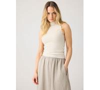 KnowledgeCotton Apparel Ripptop - High neck rib top - aus Bio-Baumwolle Natur (Gestreift-creme-stripe) L