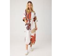 KnowledgeCotton Apparel Sommerkleid mit V-Ausschnitt und Print aus Bio-Leinen mehrfarbig-multi-color-flower XS