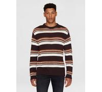 KnowledgeCotton Apparel Sommerlicher Strickpullover HANDCRAFTED STRIPED aus Bio-Baumwolle Braun (Multi Color Stripe) M
