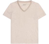 KnowledgeCotton Apparel Striped V-Neck T-Shirt Women creme stripe - Größe M