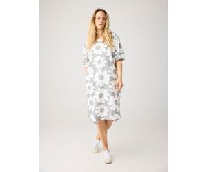 KnowledgeCotton Apparel T-Shirt-Kleid mit Flower-Print aus Bio-Leinenmix grau-grey L