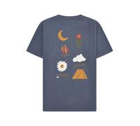 KnowledgeCotton Apparel - Regenerative Organic Cotton Back Print T-Shirt - T-Shirt, Gr. S, blau (VintageIndigo)