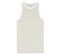 KnowledgeCotton Apparel Tanktop gerippt - Racer rib top - aus Bio-Baumwolle Beige (Creme-Stripe) L