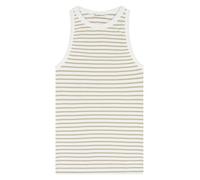 KnowledgeCotton Apparel Tanktop gerippt - Racer rib top - aus Bio-Baumwolle Beige (Creme-Stripe) M