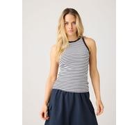 KnowledgeCotton Apparel Tanktop gerippt - Racer rib top - aus Bio-Baumwolle Blau (Navy-Stripe) M