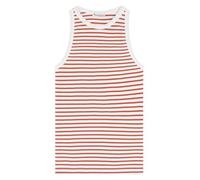 KnowledgeCotton Apparel Tanktop gerippt - Racer rib top - aus Bio-Baumwolle Orange (orange-stripe) S