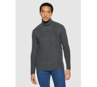 KnowledgeCotton Apparel Troyer - 1/2 neck zip merino wool rib knit - aus Bio-Wolle Grau (Grey Melange) XL