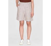 KnowledgeCotton Apparel Weite High-Waist Shorts STRIPED POSEY aus Bio-Leinen Braun (Brown Stripe) XL