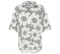 KnowledgeCotton Apparel - Women's Linen-Mix Printed Shirt - Bluse, Gr. L, grau/weiß (Grey)