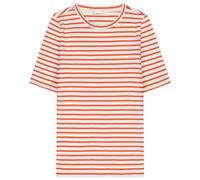 KnowledgeCotton Apparel - Women's Striped Rib T-Shirt - T-Shirt, Gr. XXL, rosa (RedStripe)