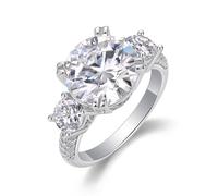 KnSam 14 Karat Weißgold Au585 Verlobungsring Echt Schmuck, 4 Klaue Partnerringe mit Moissanit, Antragsring Au585 Gold, Gr.56 (17.8)