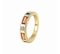 KnSam 14K 585 Gelbgold Eheringe, Vintage Freundschaftsringe mit Labor Erstellt Saphir (Rechteckschliff Orange), Hochzeitsring Au585 Gold Echte Goldschmuck, Gr.48 (15.3)