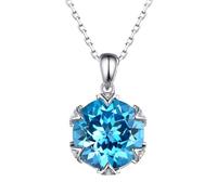 KnSam 14K 585 Weißgold Damen Halskette mit Anhänger Echte Goldschmuck, Elegant Klassiker Kette Frau Geschenk mit Topas 6.5ct Blau, Au585 Gold Damenkette Diamond ohne Nickel, 40+5 cm