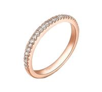 KnSam 14K Rosegold 585 Verlobungsring Echtes, Halb Ewigkeit Hochzeitsring mit Diamant, Freundschaftsringe Au585 Rosegold, Gr.48 (15.3)