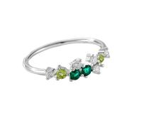 KnSam 14K Weißgold 585 Eheringe Echtgold Schmuck, Blumen Pärchen Ringe mit Smaragd Grün, Verlobungsring Moissanit 14K Gold, Gr.65 (20.7)
