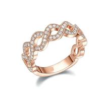 KnSam 18 Karat Rotgold 750 Verlobungsring Echt Gold Schmuck, Unendlichkeit Hochzeitsring mit Diamant, Pärchen Ringe 18K Rosegold, Gr.54 (17.2)
