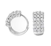 KnSam 18 Karat Weißgold 750 Creole Hoop, 0.75ct Labor Erstellt Diamant Ohrringe Damen 3 Reihes Rundschliff Weiß, Echte Goldschmuck Ohrstecker Jungs 18K Gold