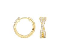 KnSam 18K Gelbgold 750 Creole Hoop Echt Gold Schmuck, 0.28ct Labor Erstellt Diamant Frauen Ohrringe Kreuz Reihe Bohren Rundschliff Weiß, Ohrstecker Damen Klein Au750 Gold
