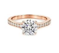 KnSam 18K Rose Gold Partnerringe Echtes, 4 Klaue Trauringe mit Moissanit, Eheringe Rosegold Au750, Gr.54 (17.2)