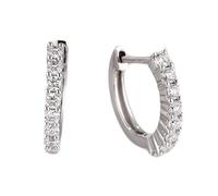 KnSam 18K Weißgold 750 Creole Hoop, 0.3ct Labor Erstellt Diamant Ohrstecker Damen Klassiker Rundschliff Weiß, Echtes Ohrringe Au750 Gold