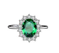 KnSam 18K Weißgold 750 Pärchen Ringe Echt Goldschmuck, 2.5ct Labor Erstellt Smaragd Diamantring Blumen Ovalschliff Grün, Ring mit Moissanit Au750 Gold, Gr.60 (19.1)