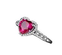 KnSam 18K Weißgold Au750 Diamantring, 2.55ct Labor Erstellt Rubin Partnerringe Herz Herzschliff Rot, Echte Goldschmuck Ring mit Moissanit Gold 750, Gr.57 (18.1)