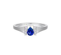 KnSam 18K Weißgold Eheringe, 0.35ct Saphir Bandringe Klassiker Tropfenschliff Blau, Echtes Ring mit Moissanit Au750 Gold, Gr.52 (16.6)