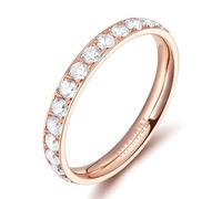 KnSam 3MM Verlobungs Ringe Titanstahl, Ewigkeitsring Damenring mit Zirkonia, Gold Rose Damen Ringe Verlobung Ringe, Gr.58 (18.5)