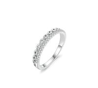 KnSam 585 Weißgold Partnerringe Echt, Halb Ewigkeit Diamantring mit Diamant, Trauringe 14K Gold, Gr.61 (19.4)