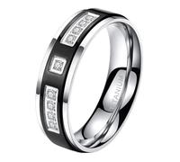 KnSam 6MM Verlobungsring für Herren Titanstahl, Ewigkeitsring Trauringe für Männer, Schwarz Silber Unisex Verlobungsring Vintage, Gr.58 (18.5)