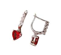 KnSam 750 Weißgold Creole Hoop, Labor Erstellt Rubin Ohrringe Weihnachten Herz Herzschliff Rot, Echtes Frauen Ohrringe mit Moissanit 18K