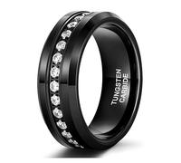 KnSam 8MM Verlobungsring für Herren Wolframstahl, Ewigkeitsring Trauring Mann mit Zirkonia, Herren Hochzeitsringe Schwarz, Gr.58 (18.5)