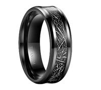 KnSam 8MM Verlobungsring Herren Personalisiert Titanstahl, Elegant Klassiker Eheringe Mann, Schwarz Unisex Versprechen Ring, Gr.67 (21.3)