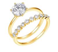KnSam 9 Karat Au375 Gelbgold Pärchen Ringe Echt Goldschmuck, Klassiker Zierlich Partnerringe mit Moissanit, Verlobungsring 9K Gold, Gr.52 (16.6)