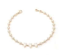 KnSam Au585 Gold Armband Echtschmuck, Elegant Klassiker Armbänder Damen mit Moissanit Tropfen, 14K Gold Bettelarmband Anhänger, 18cm