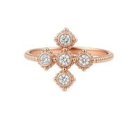 KnSam Au585 Rose Gold Pärchen Ringe Echt Schmuck, Kreuz Trauringe mit Moissanit, Verlobungsring 14K Rosegold, Gr.65 (20.7)