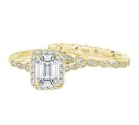 KnSam Damen Ring Verlobung 925 Sterling Silber, Ewigkeitsring Ehe Ring Frau mit Zirkonia Rechteckschliff, Damen Hochzeit Ringe Gold, Gr.58 (18.5)