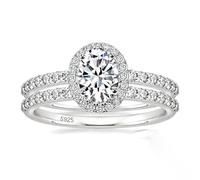 KnSam Damen Ringe Vintage 925 Sterling Silber, Ewigkeitsring Ehering Frauen mit Zirkonia Ovalschliff, Silber Damen Trauringe, Gr.58 (18.5)