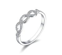 KnSam Echt 9 Karat Weißgold Antragsring, Unendlichkeit Partnerringe mit Diamant, Trauringe Au375 Gold, Gr.56 (17.8)