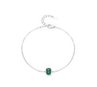 KnSam Echt Armreif Damen Weißgold 14K 585, Armband Frau Schlicht Zierlich mit Labor Erstellt Smaragd Grün Smaragdschliff, Armbänder Au585 Gold, 19+3cm