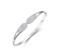 KnSam Echt Armreif Damen Weißgold 14K Au585, Armband Frau Schlicht Zierlich Klassiker mit Moissanit, Armbänder Gold 585, 20cm