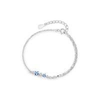 KnSam Echt Armreif Damen Weißgold Au750, Armband Frau Schlicht Kette 3 mit Topas Blau, Armbänder Moissanit 18K, 16+5cm